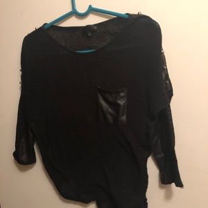 Black sheer three quarter sleeve top